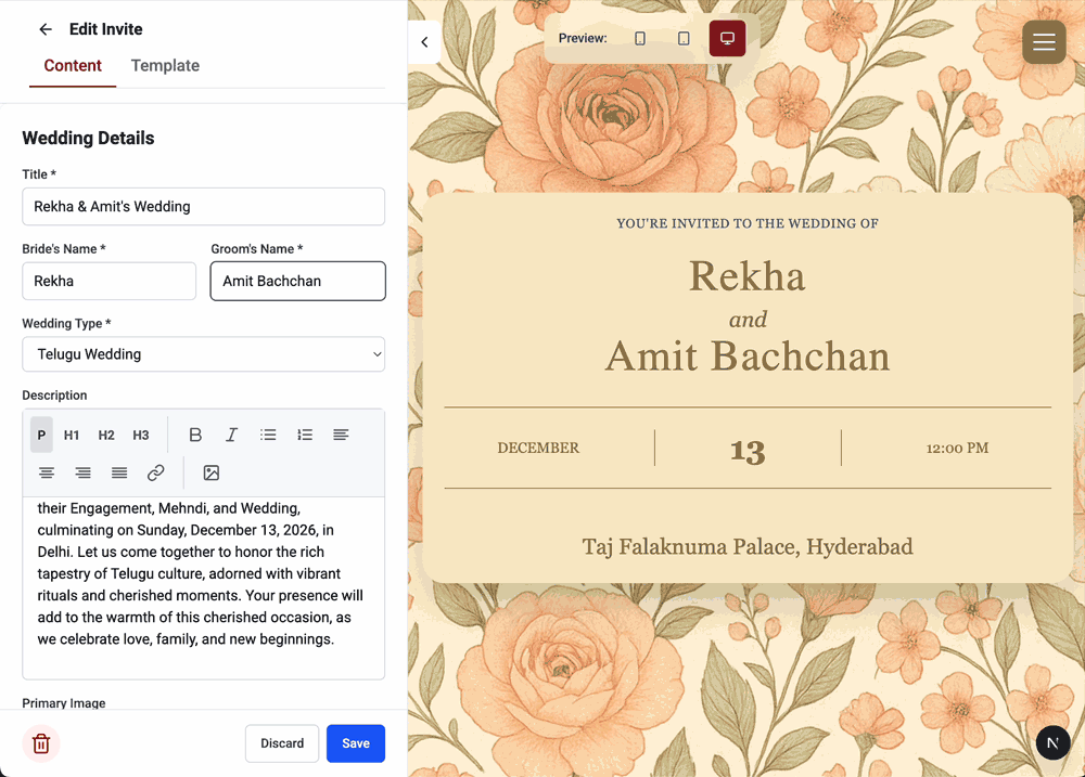 Quick and custom wedding invitation creation